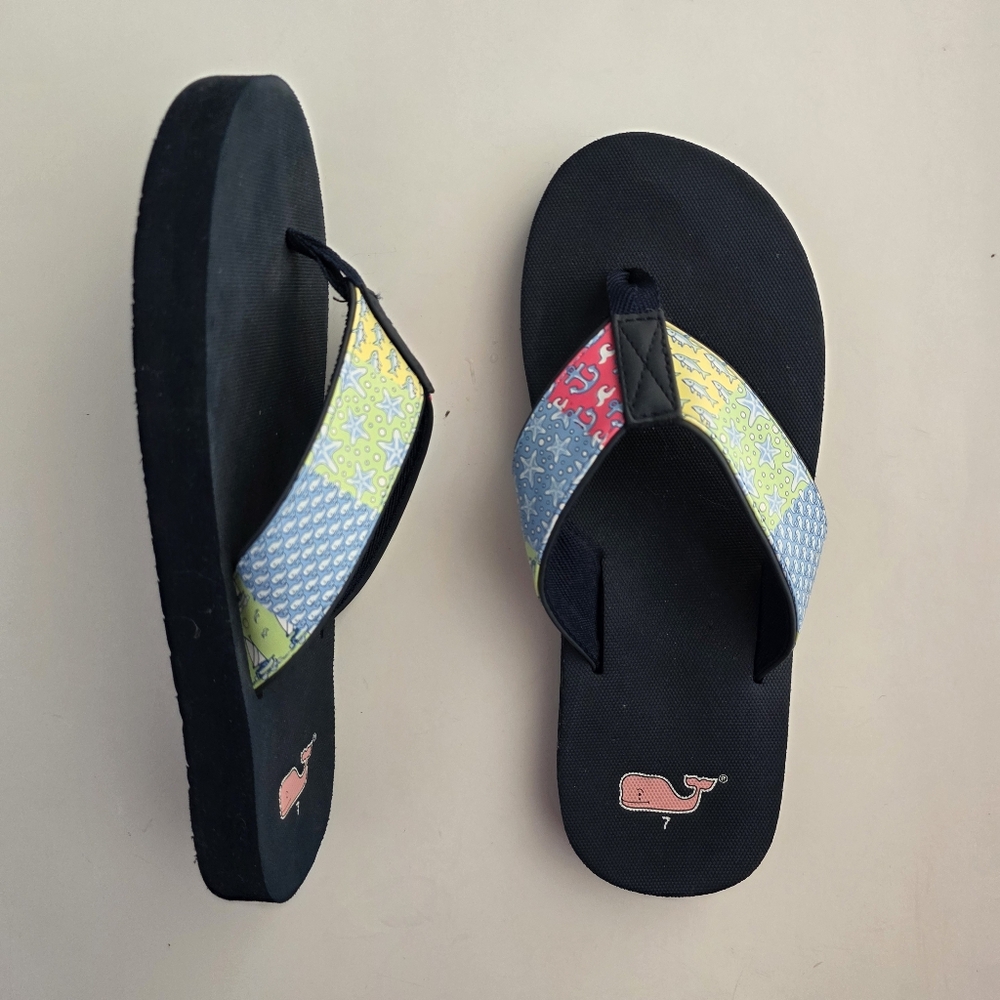 Vineyard Vines Patchwork Print Classic Foam Flip … - image 2